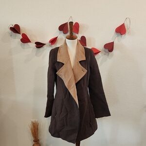 SOL Baby Alpaca Brown and Tan Sweater Jacket